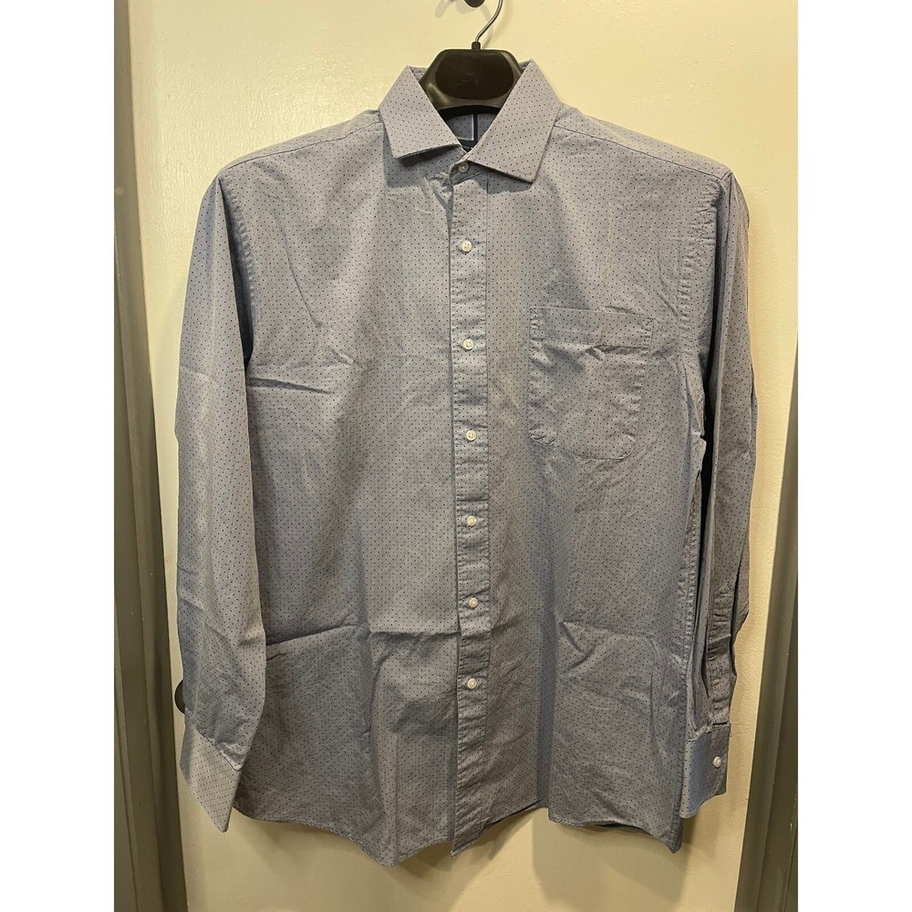 Tommy Hilfiger Mens Button Down Shirt L Blue w/Dots